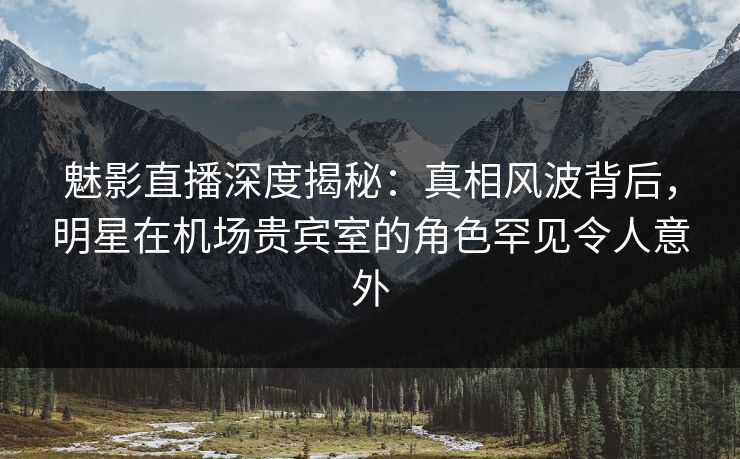 魅影直播深度揭秘:真相风波背后,明星在机场贵宾室的角色罕见令人意外 魅影直播深度揭秘:真相风波背后,明星在机场贵宾室的角色罕见令人意外