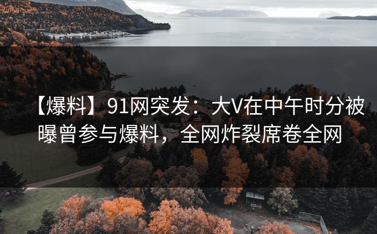 【爆料】91网突发：大V在中午时分被曝曾参与爆料，全网炸裂席卷全网