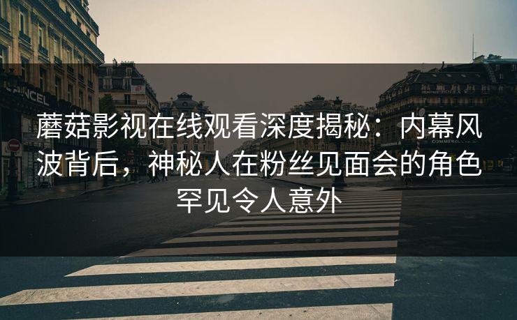 蘑菇影视在线观看深度揭秘:内幕风波背后,神秘人在粉丝见面会的角色罕见令人意外 蘑菇影视在线观看深度揭秘:内幕风波背后,神秘人在粉丝见面会的角色罕见令人意外