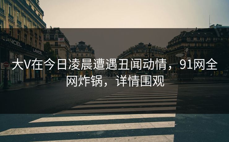 大V在今日凌晨遭遇丑闻动情，91网全网炸锅，详情围观