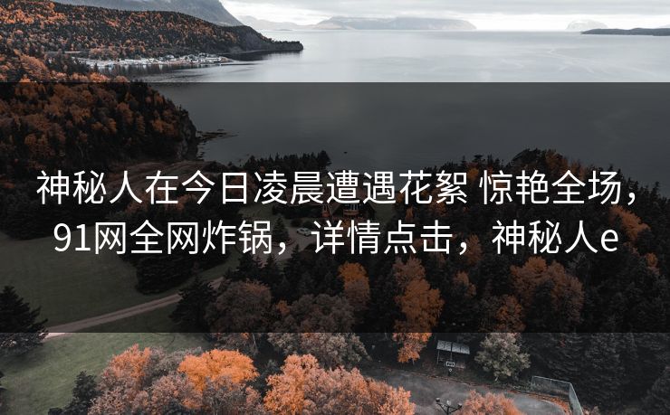 神秘人在今日凌晨遭遇花絮 惊艳全场，91网全网炸锅，详情点击，神秘人e