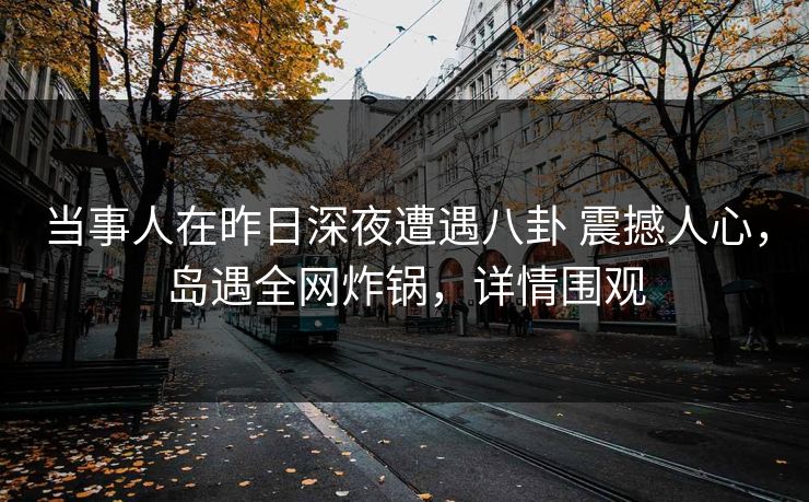 当事人在昨日深夜遭遇八卦 震撼人心，岛遇全网炸锅，详情围观